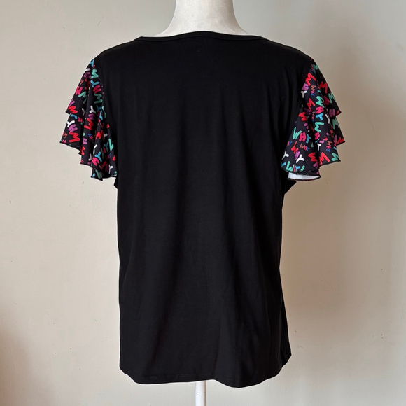 WHY DRESS Embellished Stilettos Ruffle Sleeve Tee XL - Picture 3 of 8